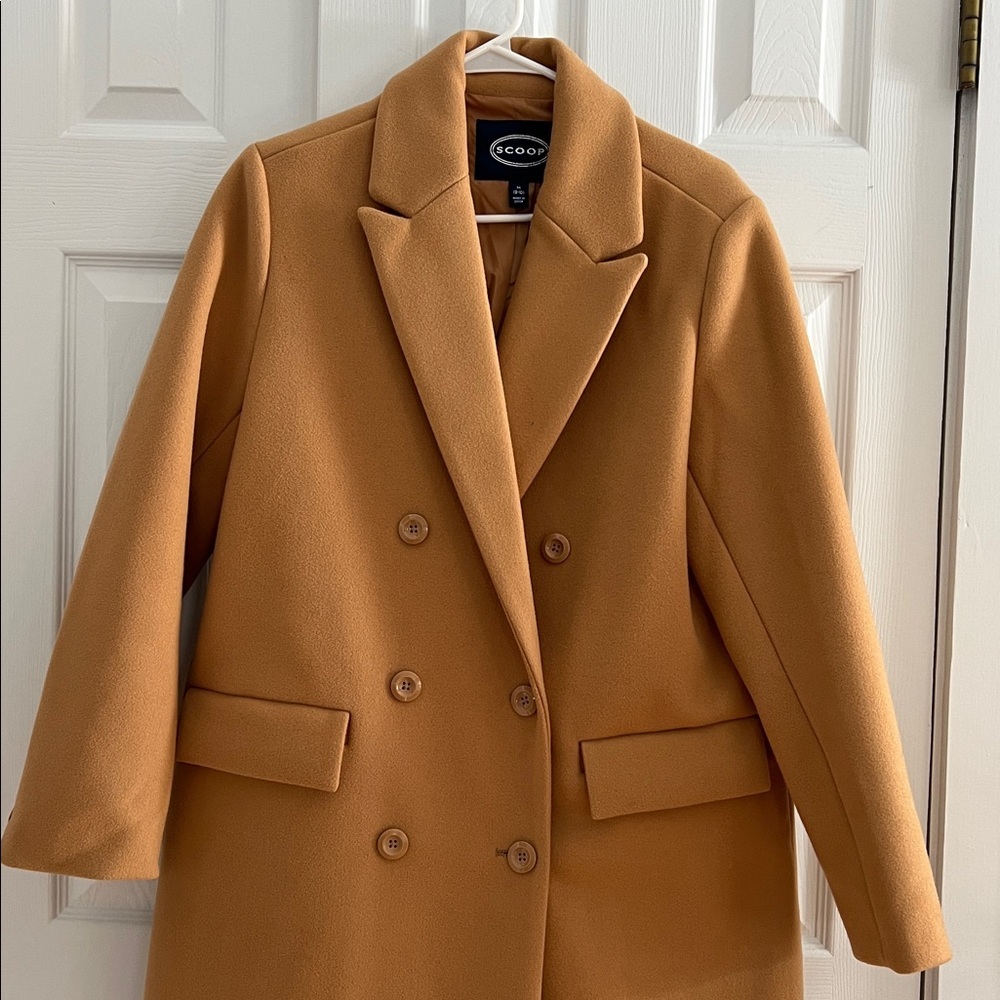 Scoop Camel Double Breasted Long Tailored Coat - Size M - NWT - Picture 4 of 16